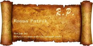 Rossa Patrik névjegykártya